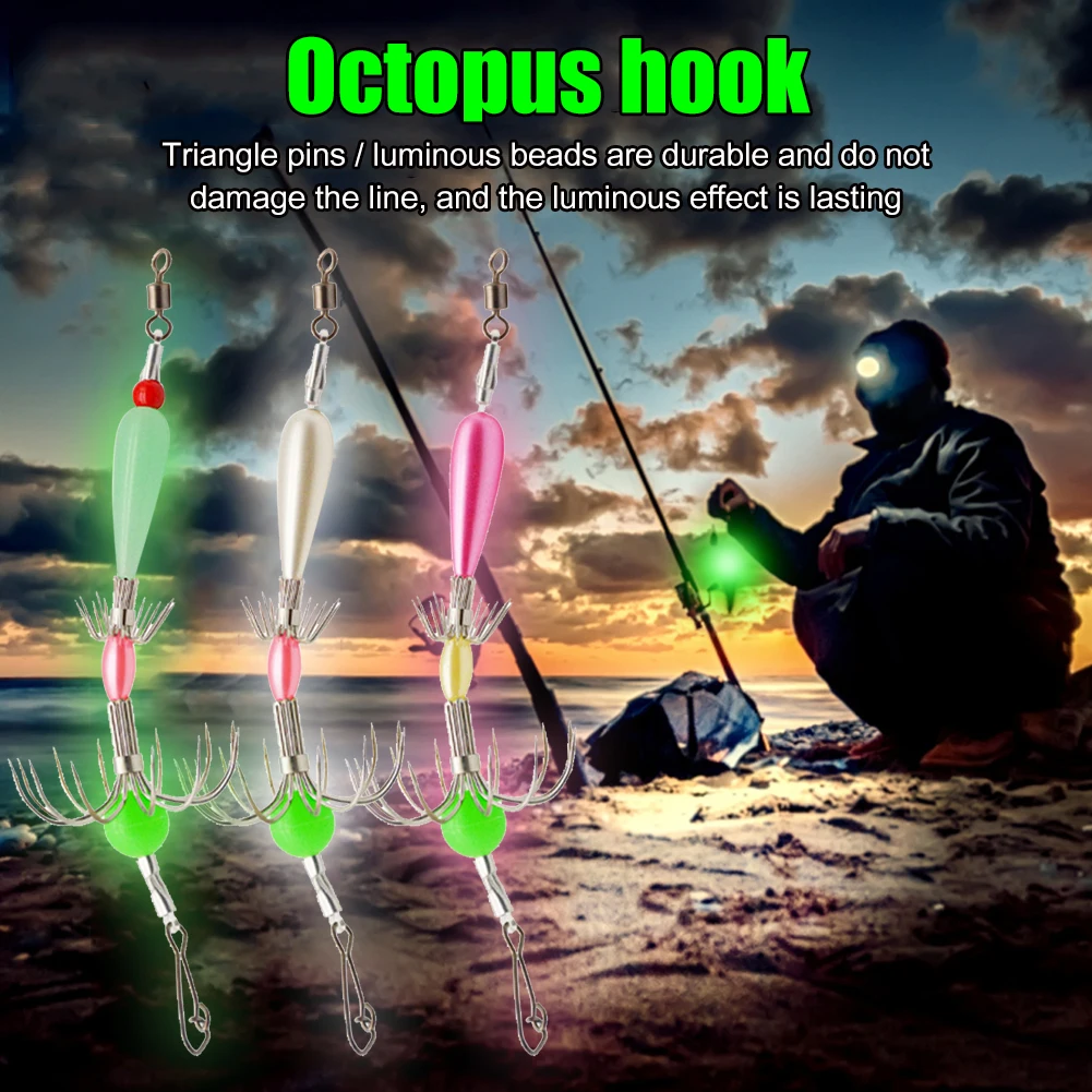 

Double Row Cuttlefish Soft Hook Carbon Steel Spineless Squid Hook Fishing Tackle Fish Octopus Hook Luminous Soft Hook Accessory