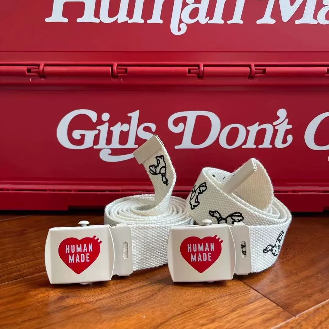 

HUMAN MADE love metal snap buckle duck letter print canvas waistband couple Japanese style