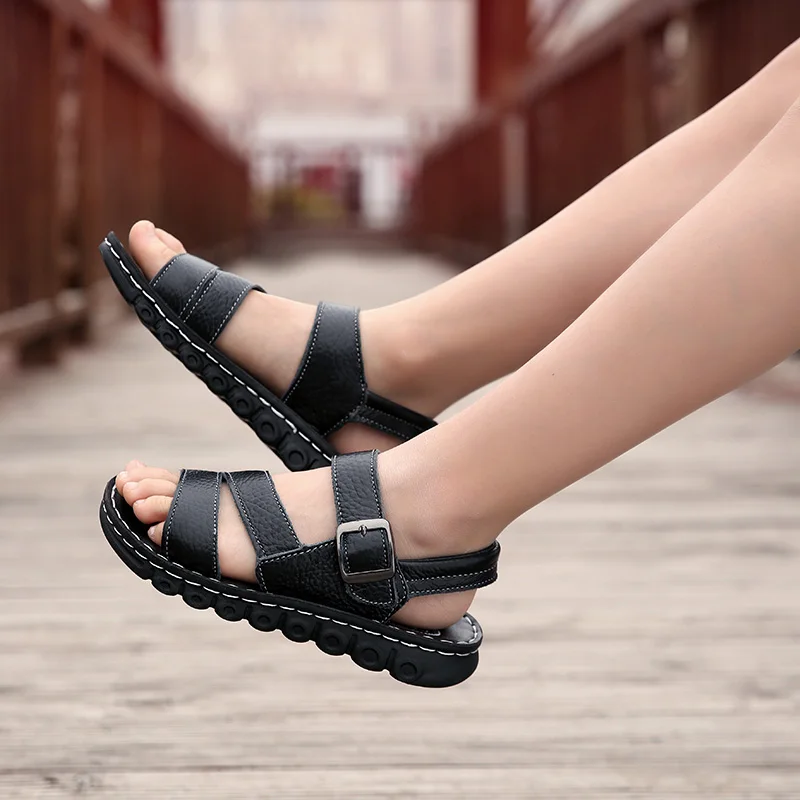 New Style 2023 Summer Kids Sandals Children Fashion Sneakers Lightweight Non-slip Soft Bottom PU Leather Boys Comfortable Shoes