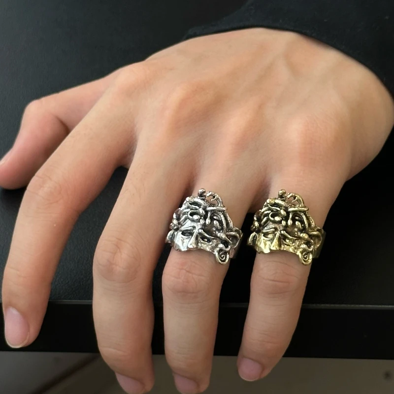 Vintage Greek Mythology Half Face Medusa Women's Ring Daily Versatile Punk Hip-hop Gothic Snake Fashion Jewelry Y2k Party Gift