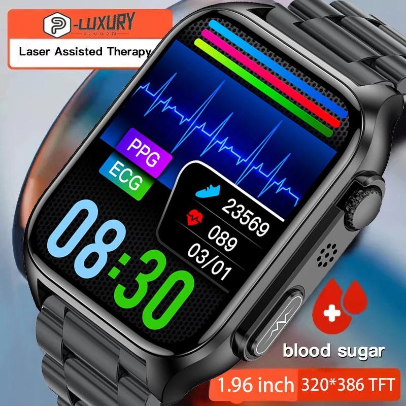 

2023 New Blood Gluer Monitor Health Bluetooth call 320*386 Smart watch Men ECG+PPG Blood Pressure Measurement Motion SmartWatch