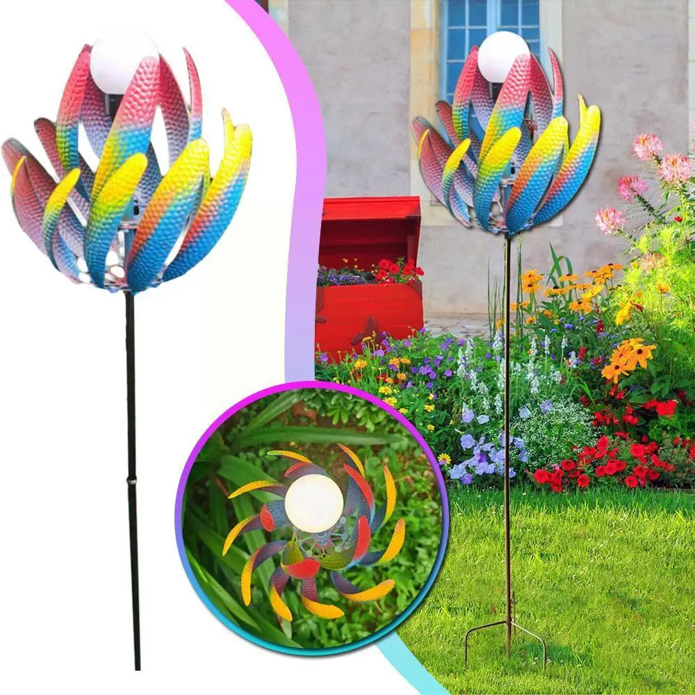 

Led Solar Windmill Colorful Garden Park Landscape Lawn Yard Spinner Waterproof Lamp Decorative Outdoor Wind Rotating O7l4