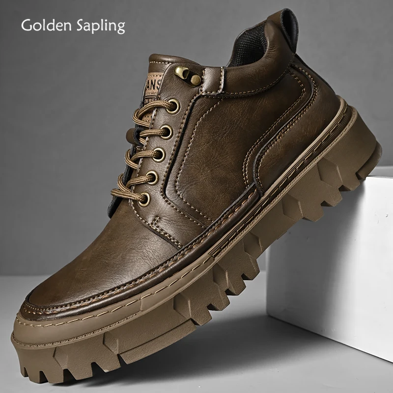 

Golden Sapling Fashion Tooling Boots Genuine Leather Shoes Classics Platform Men's Boot Leisure Work Shoe Retro Outdoor Footwear