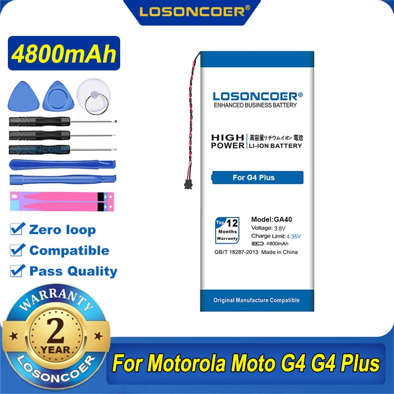 100% Оригинальный аккумулятор LOSONCOER GA40 4800 мАч для Motorola Moto G4 Plus XT1625 XT1622 XT1644 XT1643 XT1642