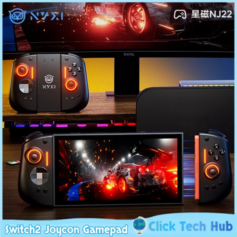 Фото Беспроводной Bluetooth-геймпад NYXI Joycon с магнитным креплением для Switch 2 Ns2, раздельный контроллер, джойстик Hall, гироскоп, макропрограммирование, кнопки ABXY №1