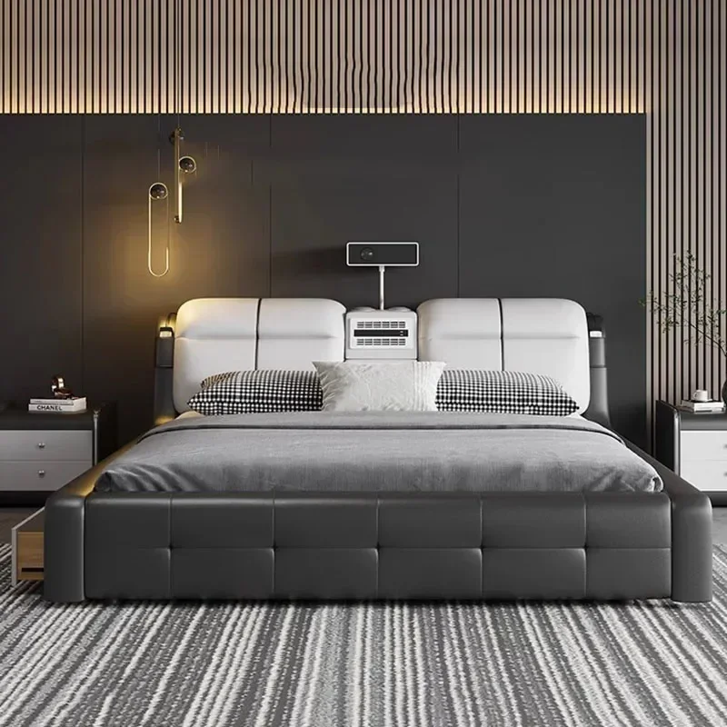 Умная Роскошная Современная двуспальная кровать большого размера мастер