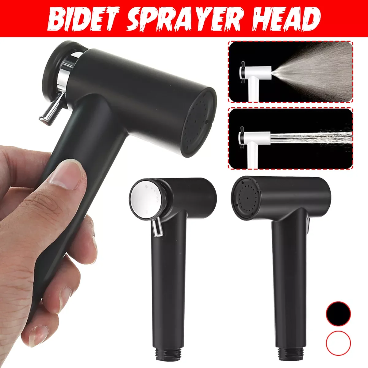 

2 Modes Hand Bidet Spray High Water Pressure Handheld Bathroom Toilet Shower Black Portable Toilet Sprayer Jet