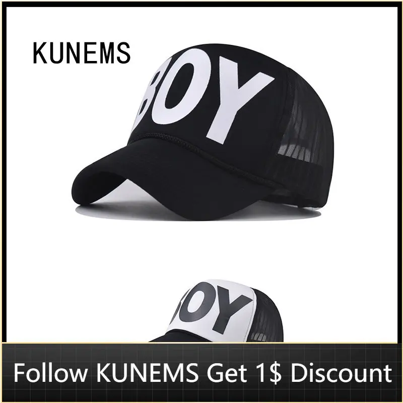 

KUNEMS Three-dimensional Letter BOY Baseball Caps for Men and Women Fashion Mesh Backsnap Cap Outdoor Leisure Sun Hat Unisex Hat