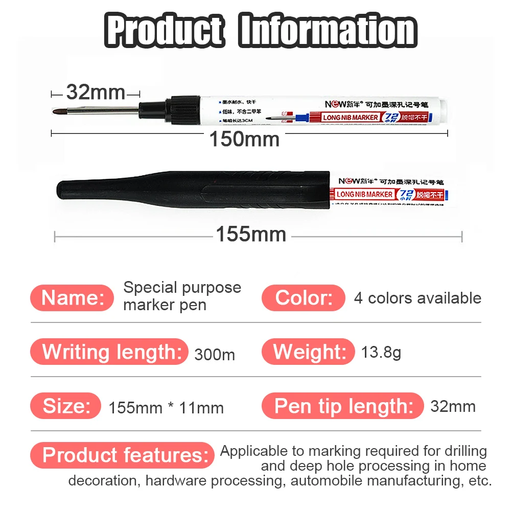 Водостойкая Маркировочная Ручка 32 Мм С Глубоким Отверстием И Длинным