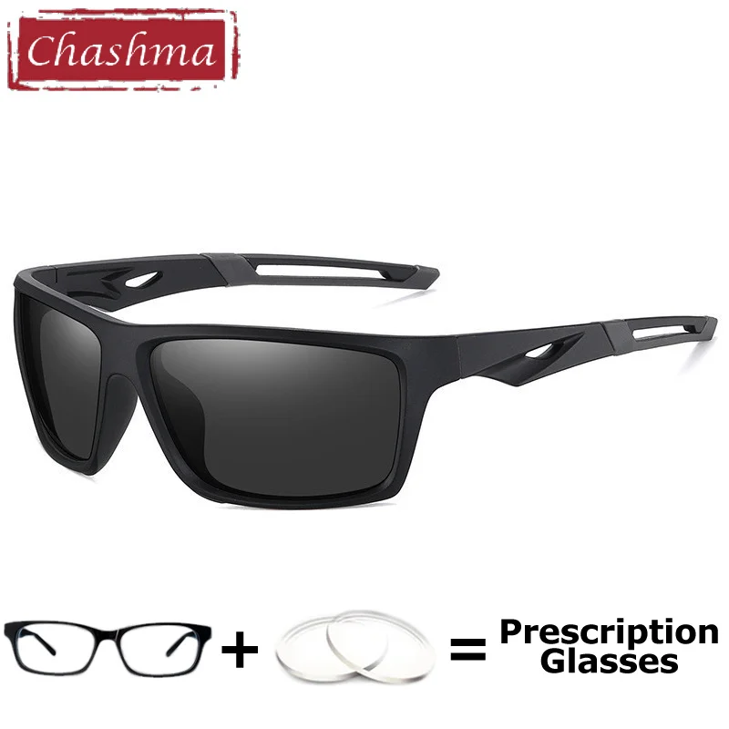 Фото Поляризованные солнцезащитные очки Chashma для близорукости, большие мужские солнцезащитные очки с большой изогнутой, цифровые прогрессивные очки в спортивном стиле по рецепту №4