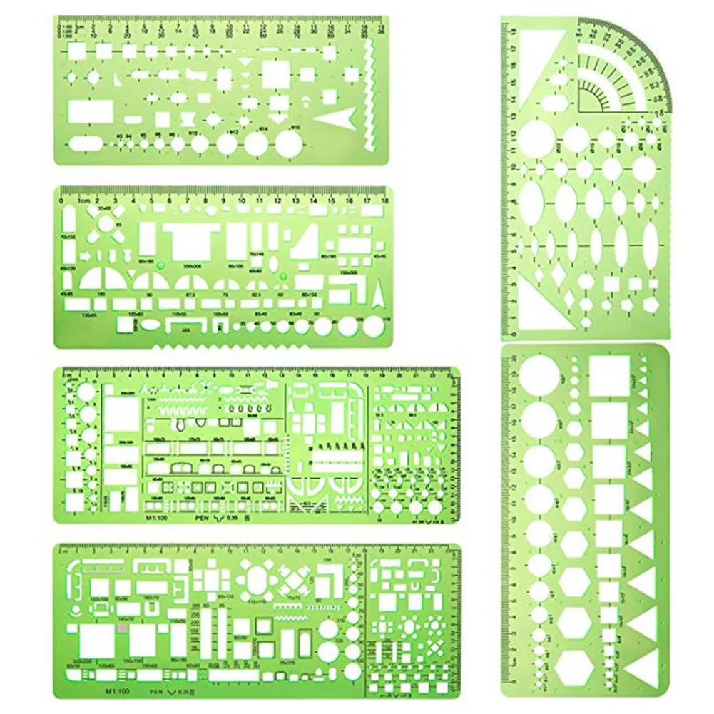 

Technical Architectural Template Practical House Plan Geometric Drafting Tool Professional Furniture Drawing Measuring Stencil
