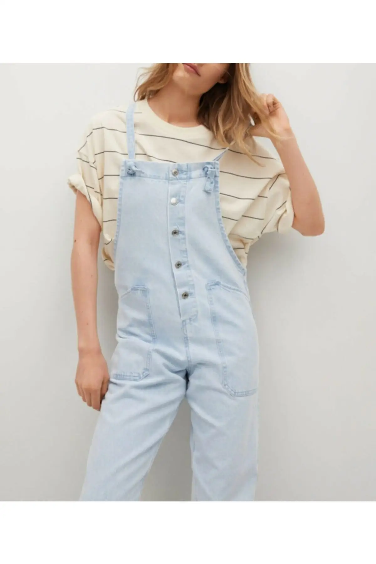 

Комбинезон женский из денима, повседневный свободный синий комбинезон из денима, брюки-багги