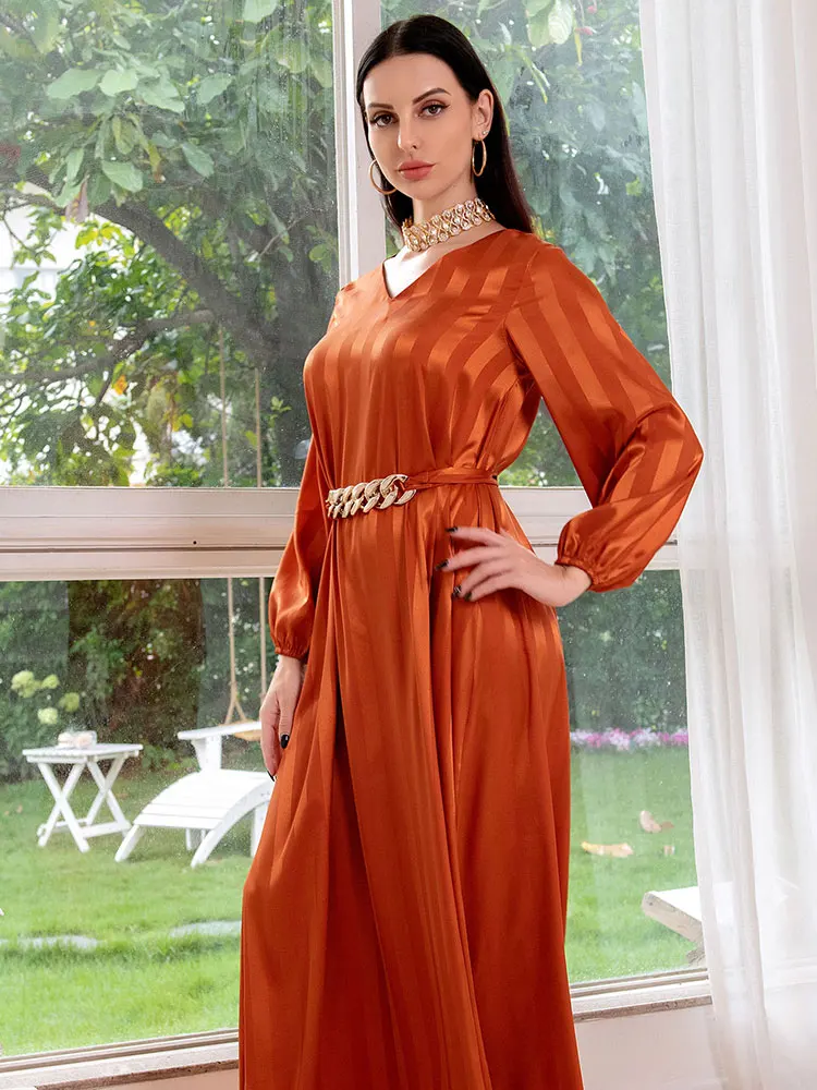 Жаккардовое атласное длинное платье Jalabiya арабское женское с
