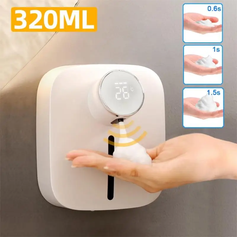 

320ml Automatic Foam Liquid Soap Dispenser With Temperature Digital Rechargeable Sensor Touchless Smart Hand Sanitizer Machine