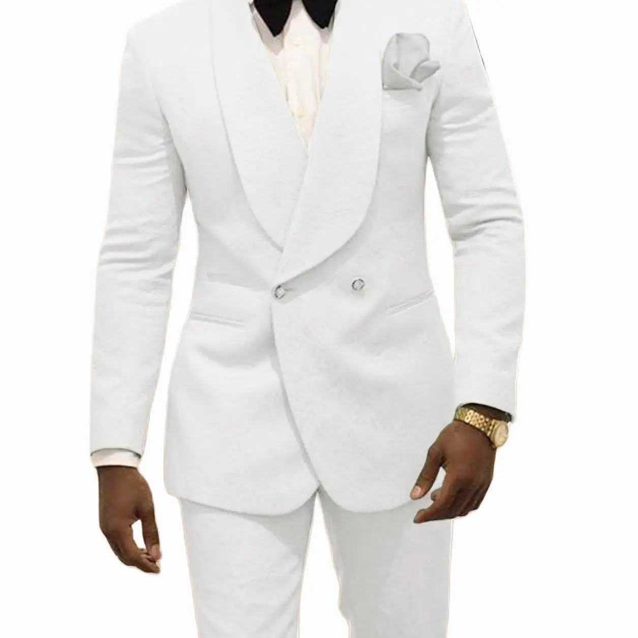 2023  White Pattern Costume Homme Wedding Men Suits Groom Tuxedos Terno Masculino Business Suits Prom Blazer 2 Pieces