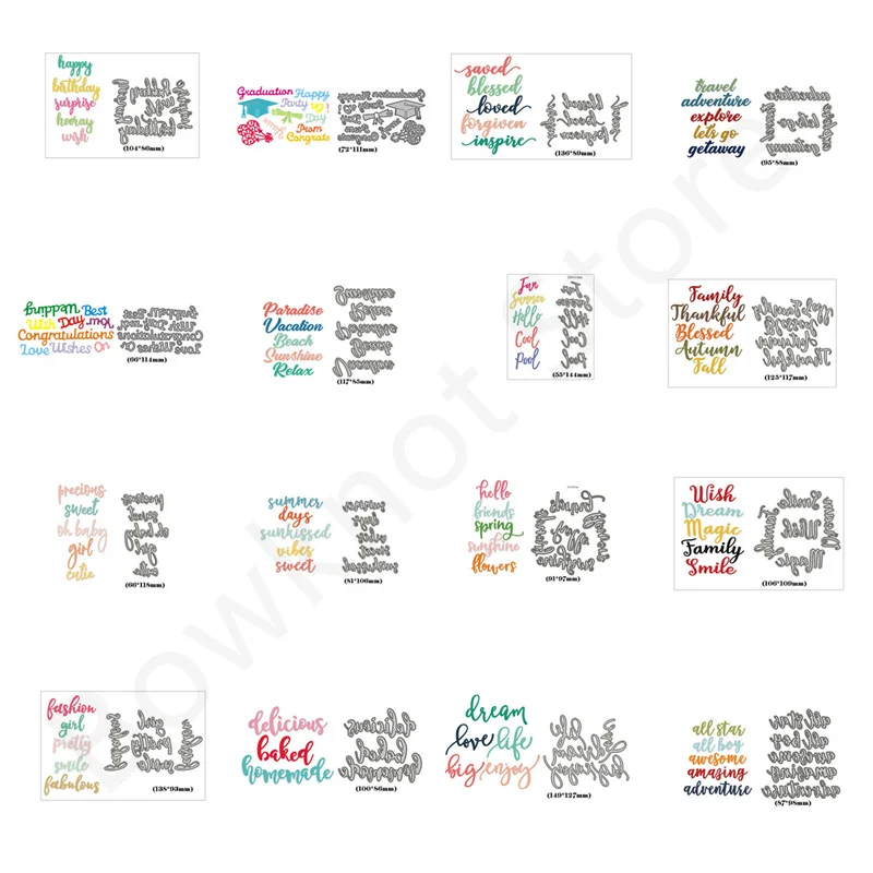 

Metal Cutting Template DIY Diverse Card Scrapbook 2022 Happy New Years Birthday Diary Decorative Embossing Template Handmade