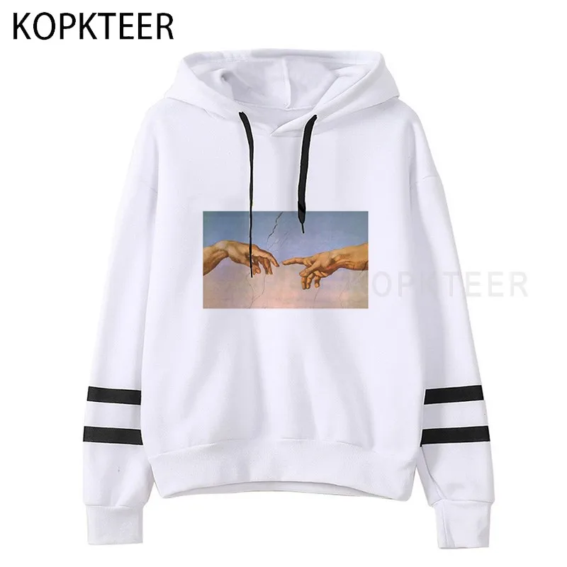 

Michelangelo Hands Women Hooded Sweatshirt Long Sleeve Printing Casual Pullover Hoodie Sudadera Mujer Vintage Hodies Clothes
