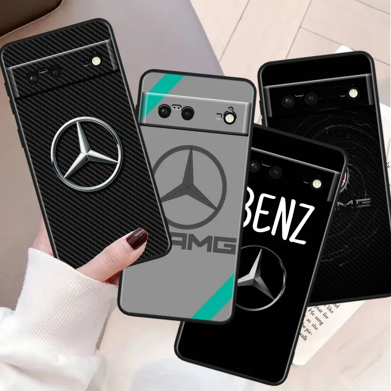 Mercedes Amg Car Shockproof Cover for Google Pixel 8 7A 6A 5A 5 4 4A XL Pro 5G Black Phone Case Soft Fundas Capa