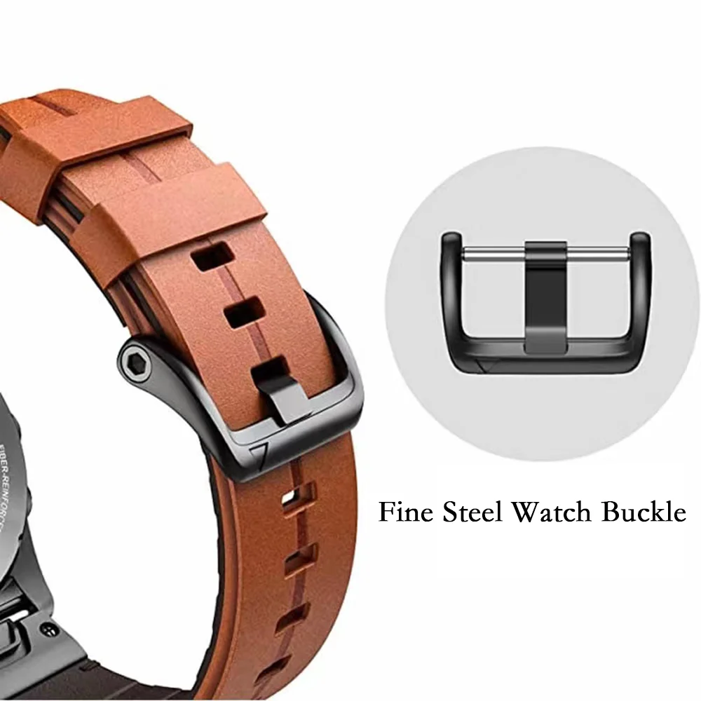 UIENIE Full Genuine Leather Straps For Garmin Fenix 7X/7 26MM 22MM Quick-Fit High-quality Watchband Sport Sweatproof Bracelet