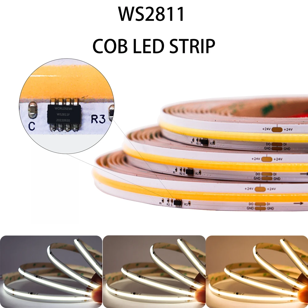 

WS2811 IC COB DIM LED Light Strip Addressable 420LEDs/m 24V 50W High Density Flexible FOB COB Led Lights RA90 3000K 4000K 6000K