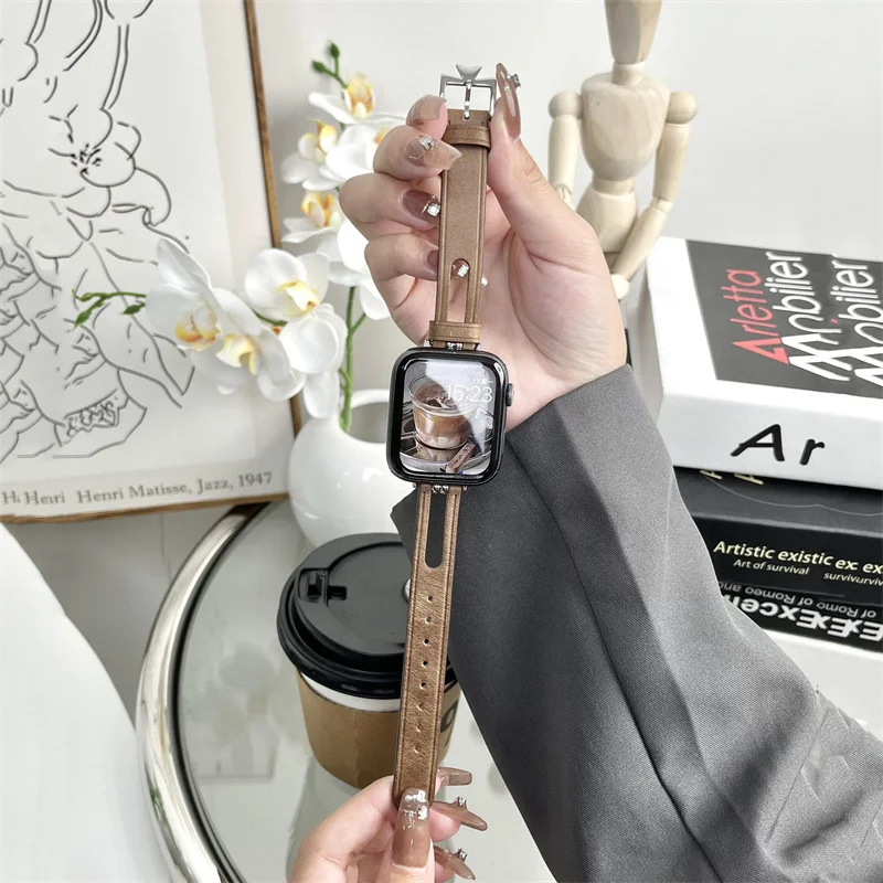 

High Quality Leather Retro Band For IWatch 49mm 41mm 45mm 40mm 44mm Fashion Strap For Apple Watch 42mm 38mm Series 4 5 6 SE 7 8