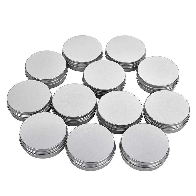 

2 Oz Aluminum Tins Cans Round Storage Jars Containers Screw Lids Tins Travel Tins Cosmetic Refillable Containers,Pack Of 18(Silv