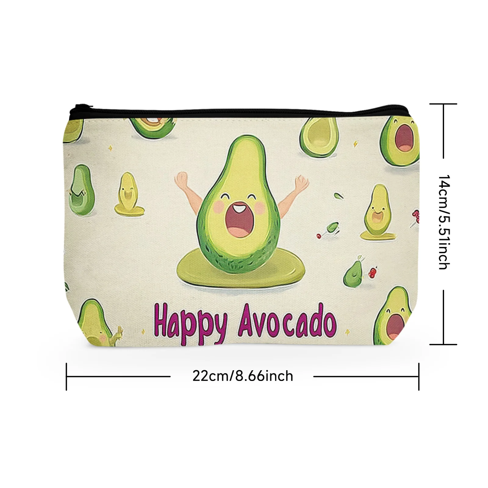 1 шт. косметички с надписью Счастливый авокадо многоразовая косметичка рисунком
