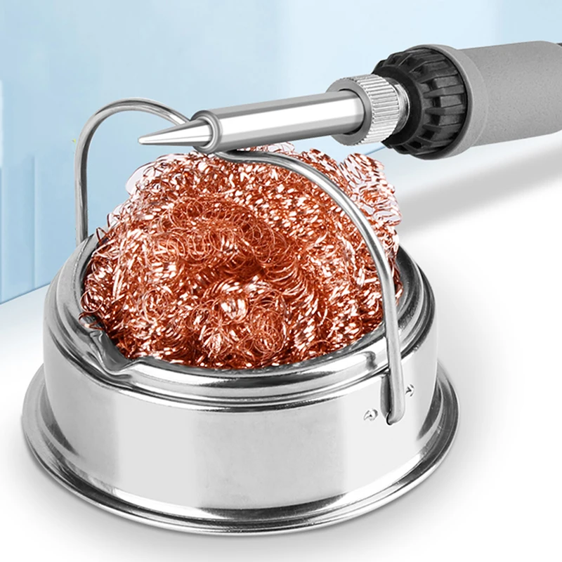 

Desoldering Soldering Iron Mesh Filter Cleaning Nozzle Tip Clean Cleaner Dross Cleaning Copper Wire Ball Tin Remove Steel Box
