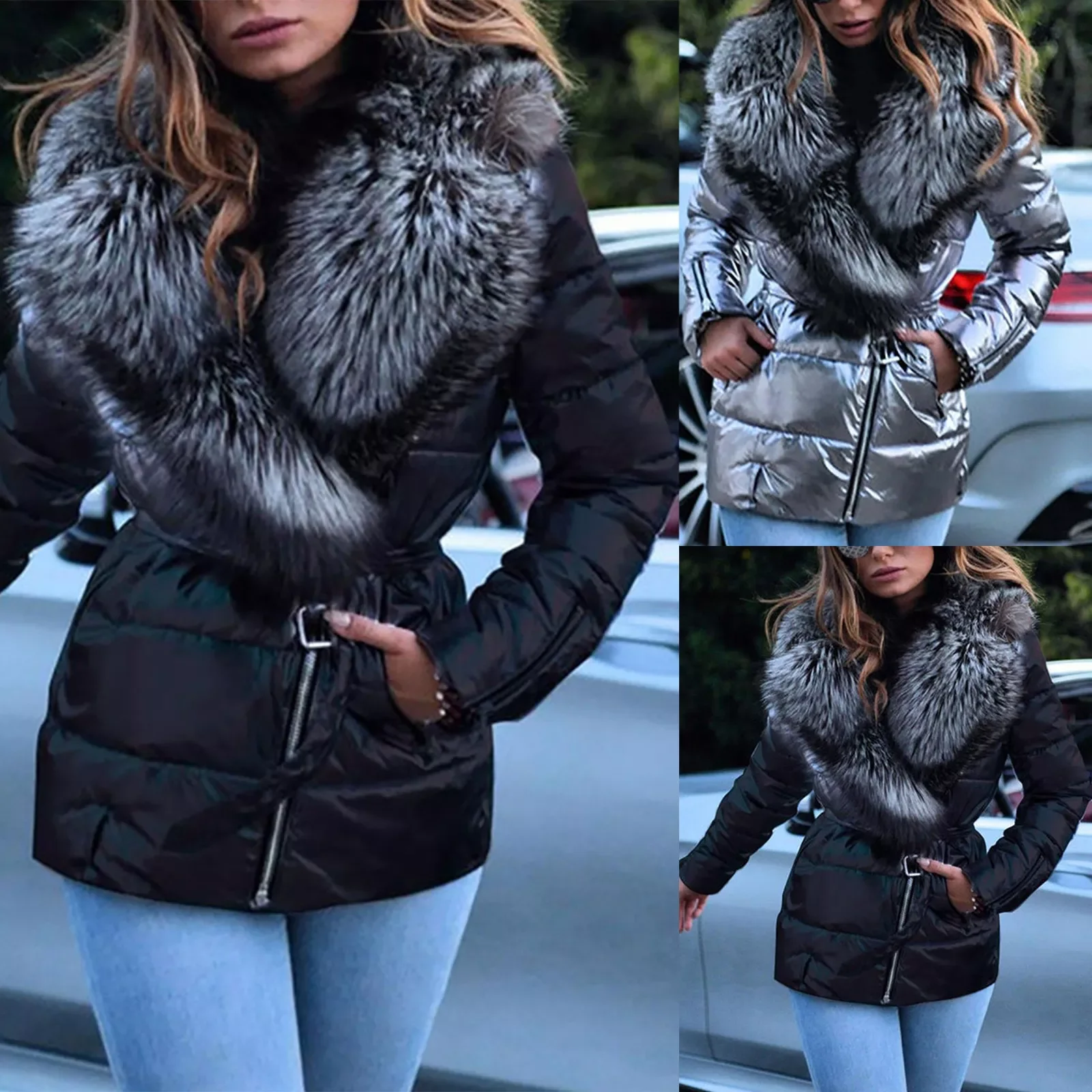 NEW IN 2021 Women Parka  Winter  Big Fur Collar  Down Coat Female Thick Warm Hooded Jackets Veste femme winter jacket women