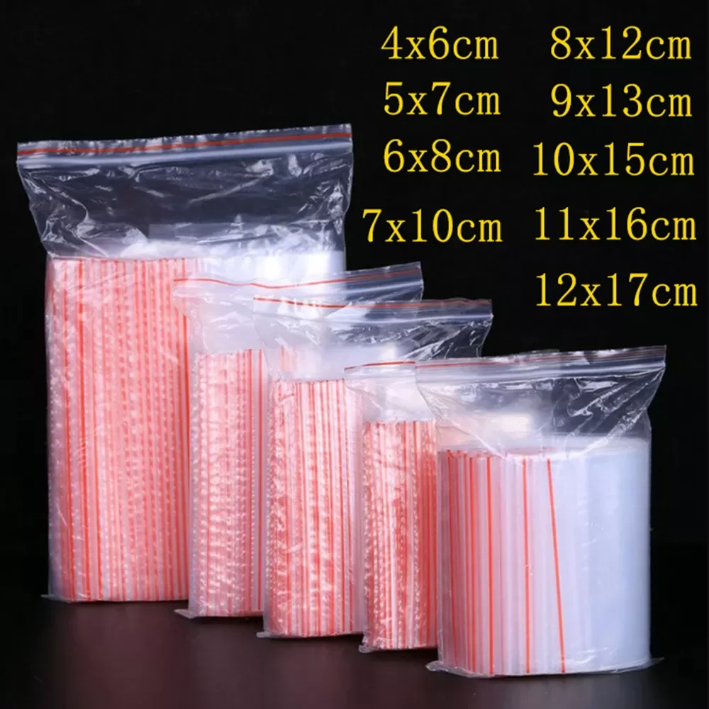 

100pcs/pack Small Zip Lock Plastic Bag Reclosable Transparent Bag Shoe Bag Vacuum Bag Poly Clear Bags Thickness 0.05mm