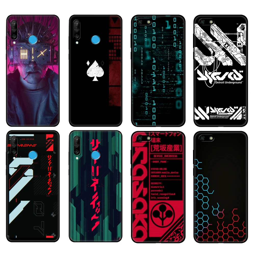 

Black tpu Case For Huawei Honor 20 Lite 10 10i 20S 30S 30 Case Honor 7A 5.45 7s 7C 5.7 Case Cover Cyber style punk