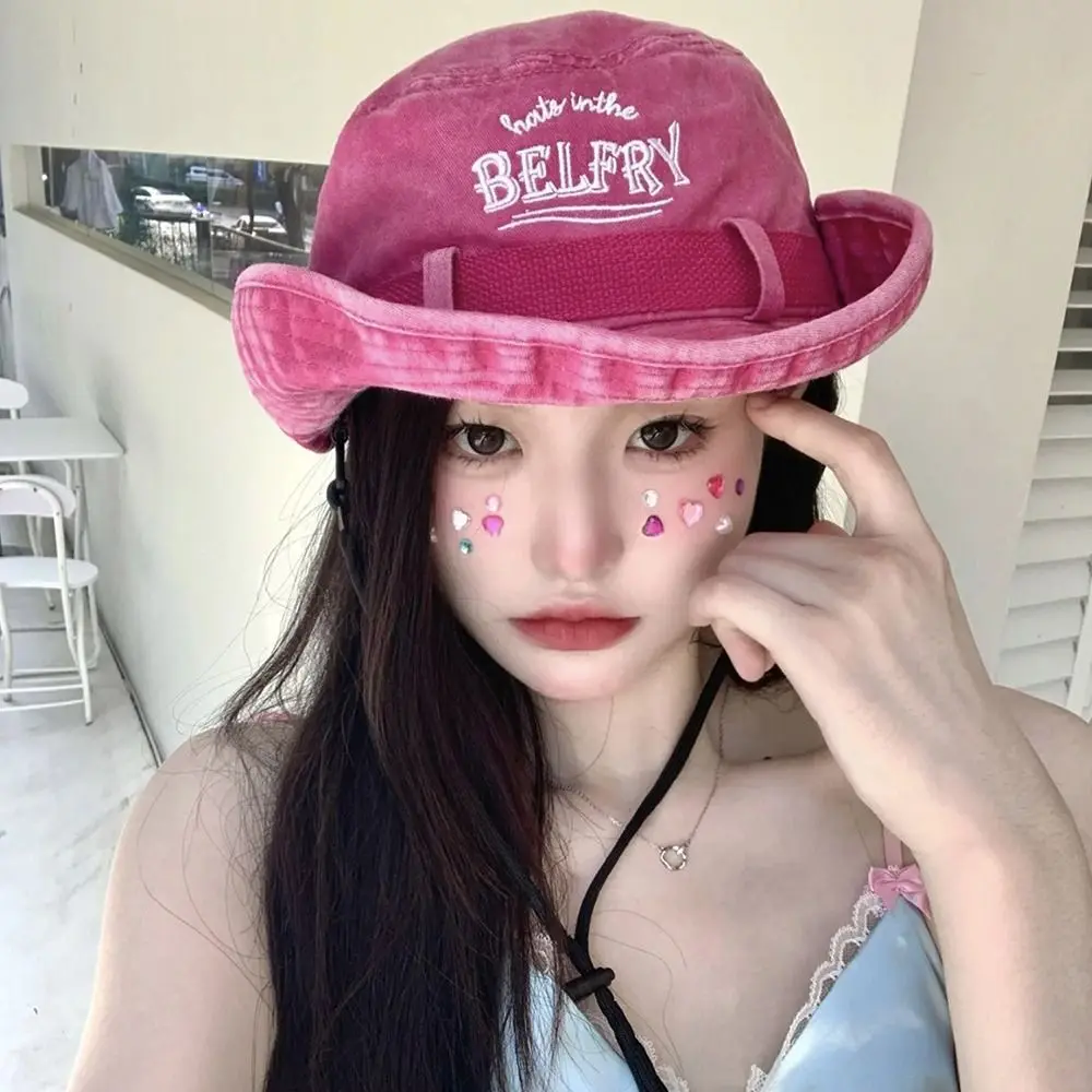 

Climbing Mountain Big Brim Sun Protection Drawstring Hiking Big Brim Bucket cap Women Cap Fisherman Hat Cowboy Hat