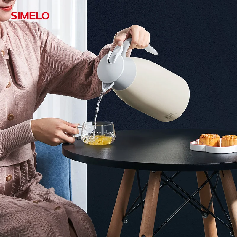 Фото SIMELO 2L большая емкость термос с вакуумной изоляцией 304 бутылка с горячей водой из нержавеющей стали для чая, кофе, молока, домашнего офиса №4
