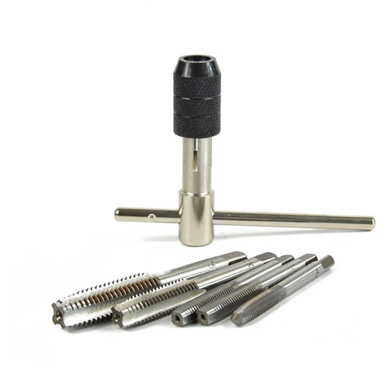 

6PCS/Set Tap Drill Wrench Tapping Threading Tool M3-M8 Screwdriver Tap Holder Hand Tool Thread Metric Plug Tap Screw Taps