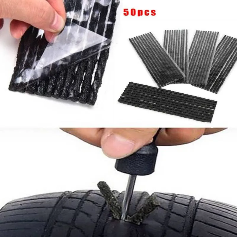 

50x Car Tubeless Tire Repair Strip Tyre Puncture Emergency Seal Stiring Glue Plug Bike Tyre Repair Tools Kit High Quality