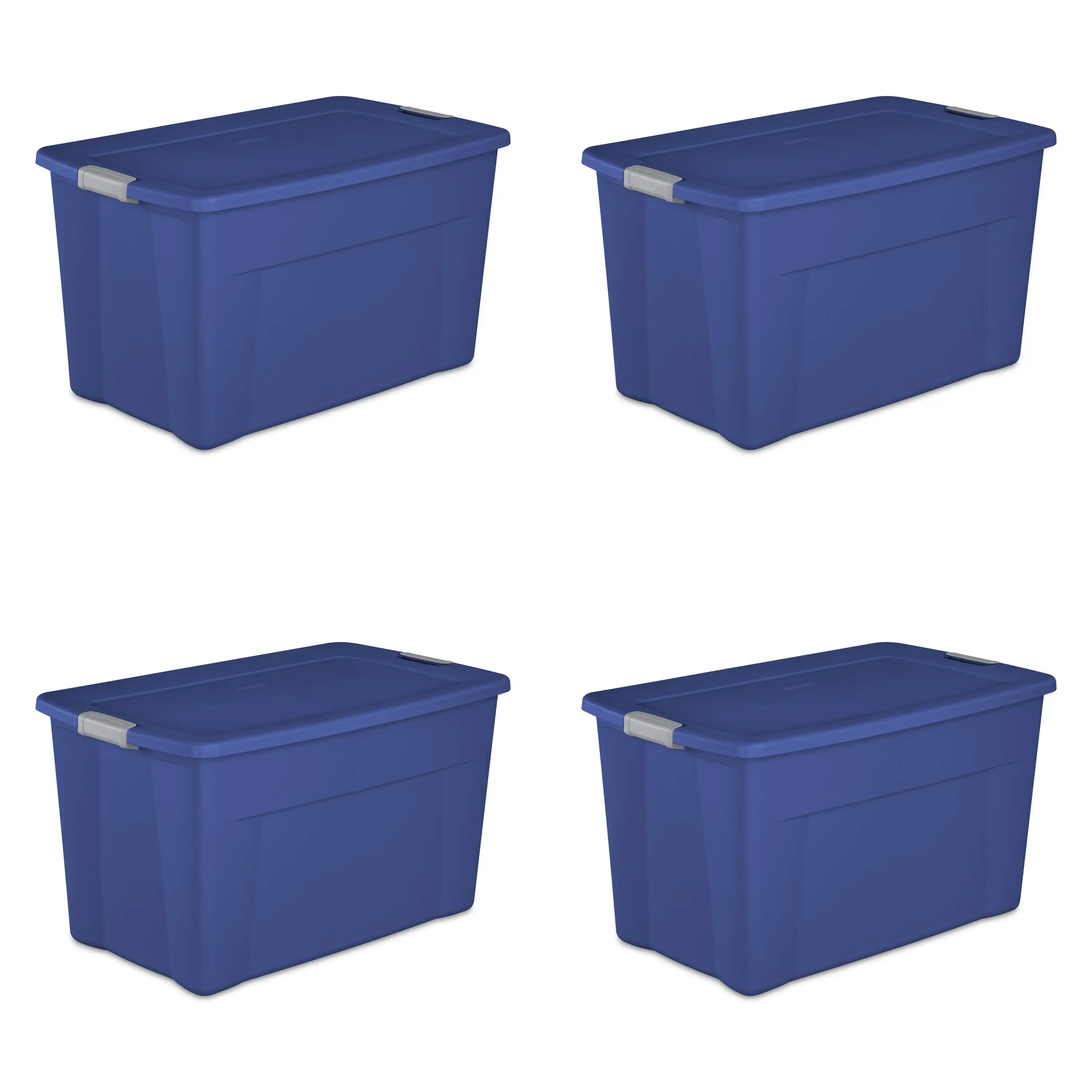 

35 Gallon Latch Tote Plastic, Stadium Blue, Set of 4