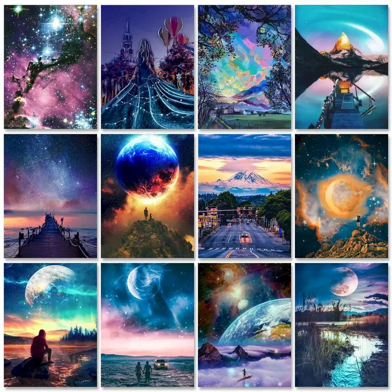 

Алмазная 5D картина JIEME «сделай сам», наборы для вышивки крестиком с изображением Вселенной и звезд, полная вышивка, мозаика с мотивом пейзаж...