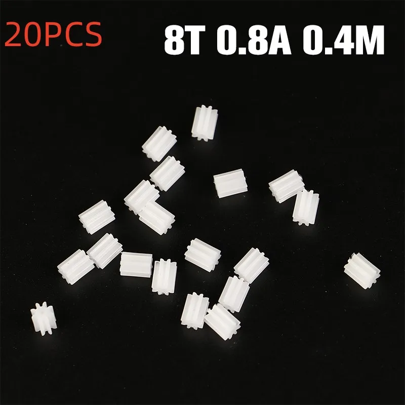 

20Pcs 8T 0.8A 0.4M Pinion Gears 8 Teeth Diameter 4mm Motor Main Shaft Gear Hollow Cup Gear Toy Accessories 80.8A MINI Gear