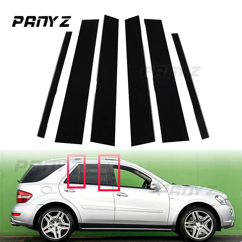 

6Pcs Car Pillar Posts Door Window Trim Cover Stickers Decal for Mercedes ML-Class W164 2006 2007 2008 2009 2010 2011