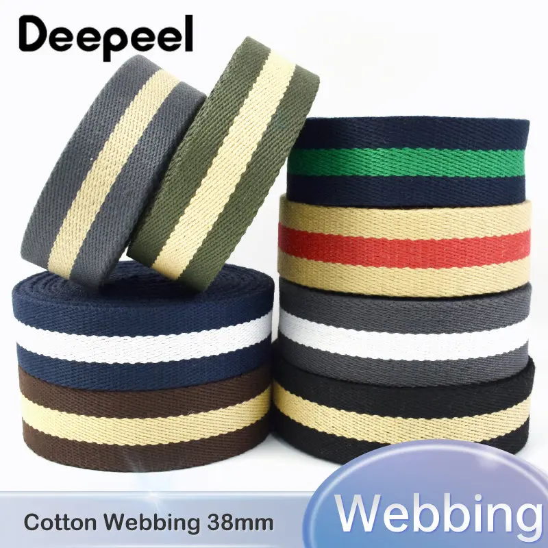 

2/5Meters 38mm Cotton Webbing Nylon Stripe Safety Tapes for Bag Strap Pet Lanyard Backpack Clothes Ribbon DIY Sewing Accessories