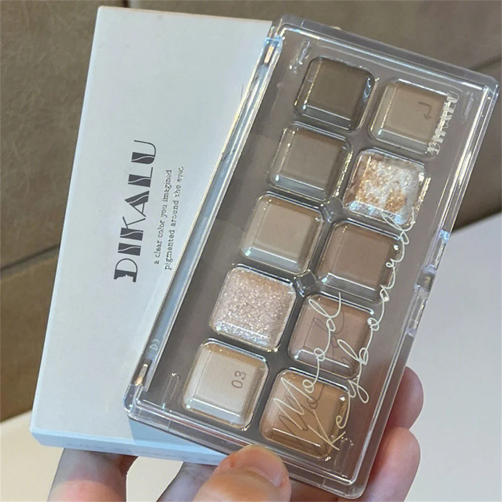 

Daily Eye Makeup 10 Color Eye Shadow Palette Shimmer Shiny Sequins Colorful Eyes Pigment Coffee Brown Eyeshadow 1pcs