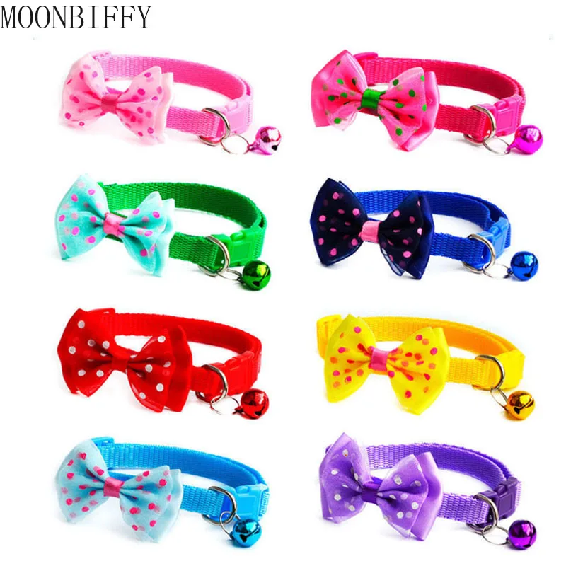 

Модный Регулируемый милый галстук для собак и кошек, нейлоновый ошейник с колокольчиком и котенком карамельных цветов, галстук-бабочка, бан...