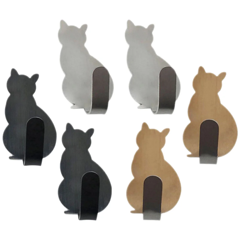 

6 Pcs Metal Decor Decorative Hook Coat Wall Hanger Hat Hangers Stainless Steel Cartoon Key Holder