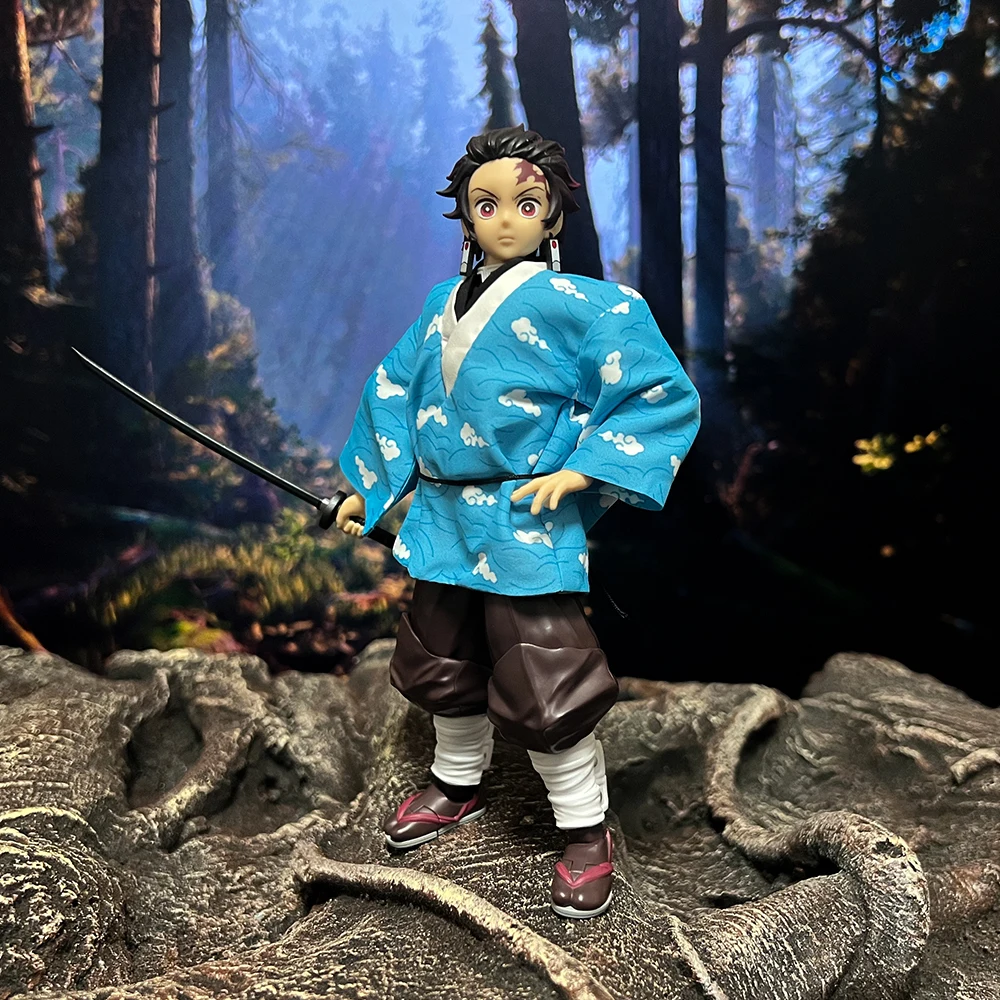 Фото Demon Slayer аниме Shf Kamado Tanjirou тренировочная одежда ручной работы со встроенной железной проволокой подходит для 1/12 подвижной гуманоидной игрушки №2