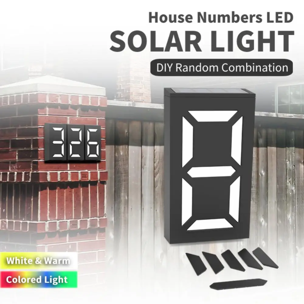 

Дверная табличка светодиодный Solar DIY с цифровым номером, лампа на солнечной батарее, Водонепроницаемый дверной знак светильник, внешний сад, светильник двор, дверной адрес, номер знака