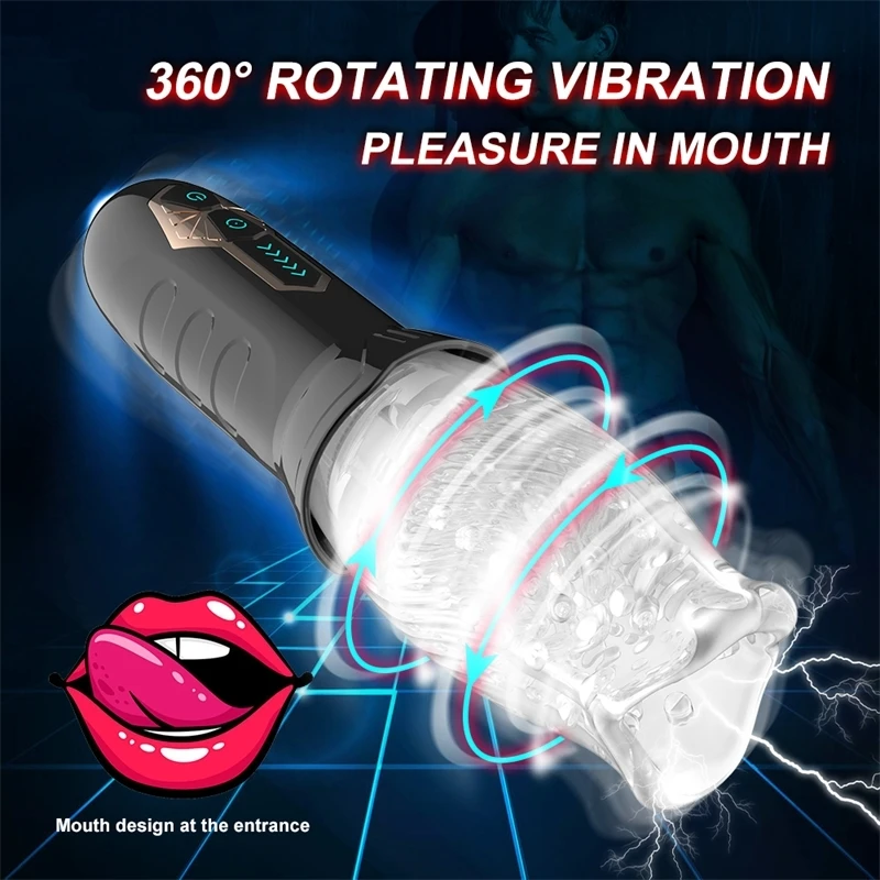 

New Powerful Male Penis Masturbator Cup Glans Stimulate Rotation Vibrating Lasting Delay Endurance Exercise Sex Toys For Men