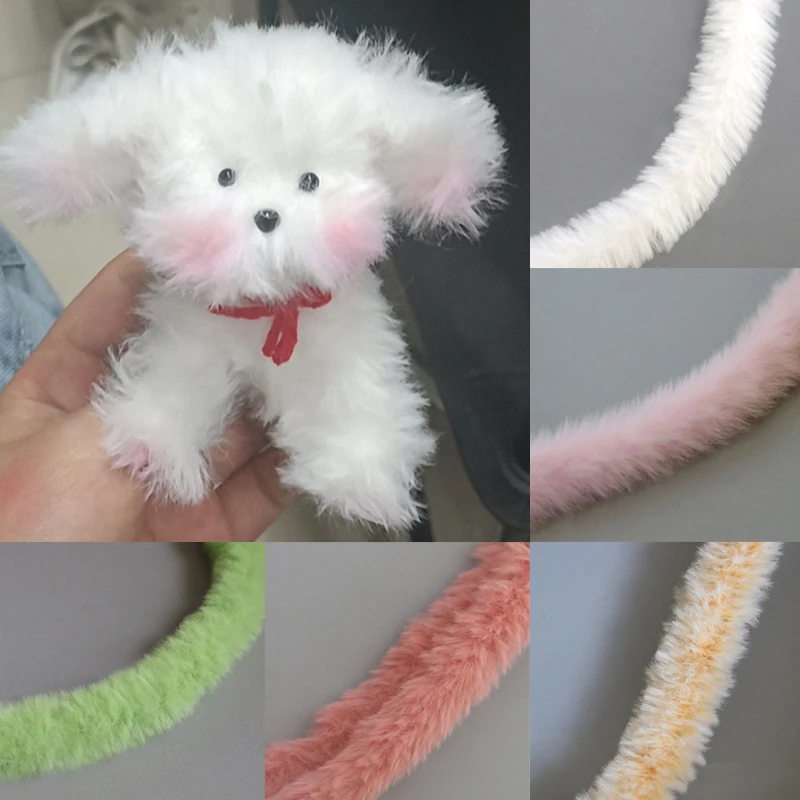 15mm Plush Dolls Twisting Rod Sticks Handcraft Twisting Bar Fluffy Imitation Rabbit Fur Iron Wire DIY Doll Dog Toy Gift Making