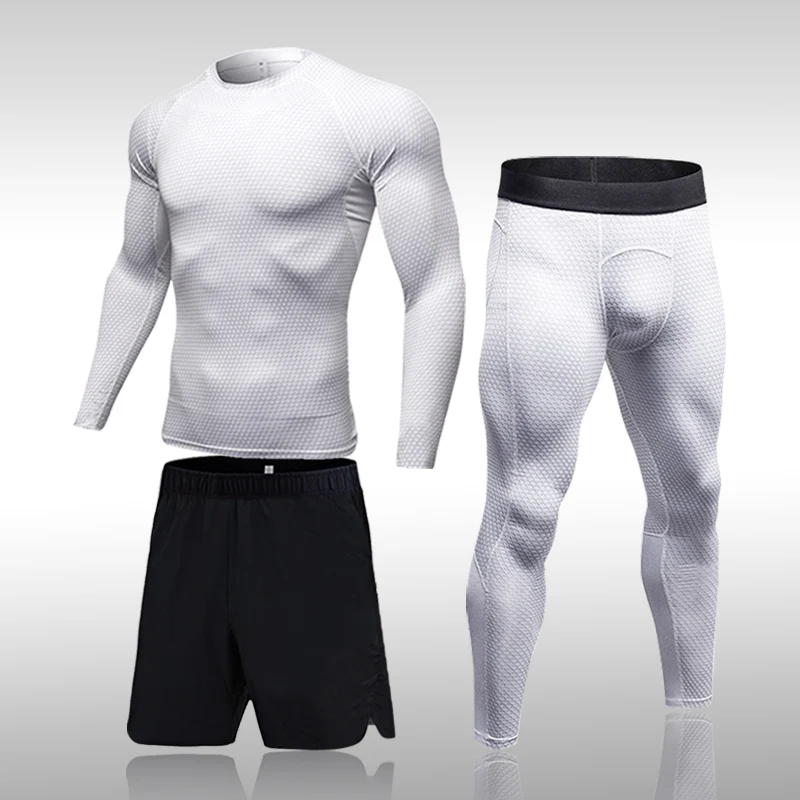 

Running Shirt Men Compression Pants Track Suit Leggings Sport Fitness Workout Set MMA Rrashgard Male Quick Dry Gym Jogging Suits