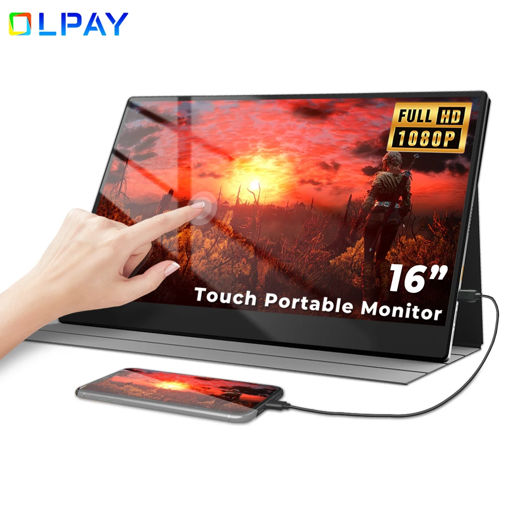 16-дюймовый портативный монитор 1080P сенсорный экран ЖК-дисплей HDMI USB Тип c игровой