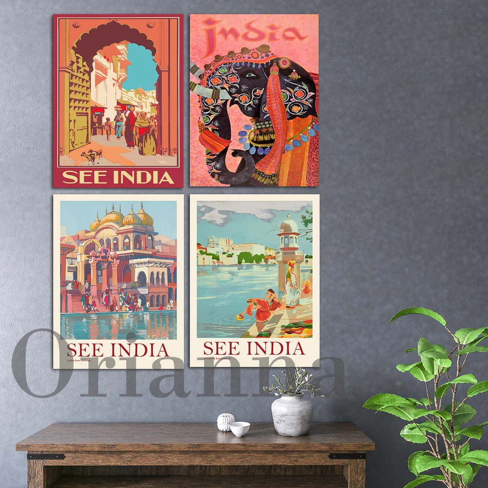 

Indian Travel Vintage Poster And Prints On Canvas Wall Art Picture For Living Room Cuadros Home Decor Perfect Gift For Travelers